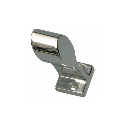 Supporto passamano New Line in acciaio inox lucido con base rettangolare e fori di fissaggio