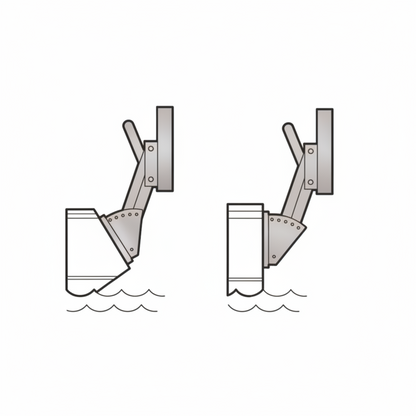 Supporto motore fuoribordo pantografo 20HP in legno, doppia configurazione angolo variabile, vista laterale