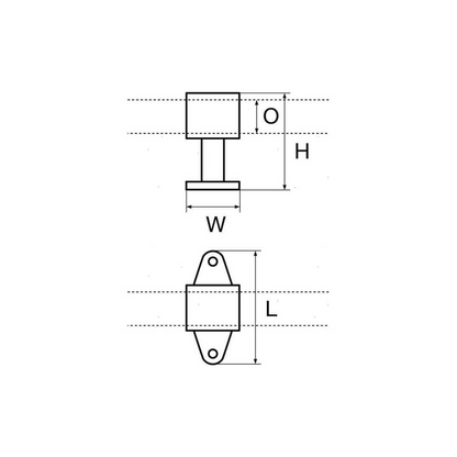 Scheda tecnica Supporto Passamano Classico Inox Base Ovale con quote H, W, O, L