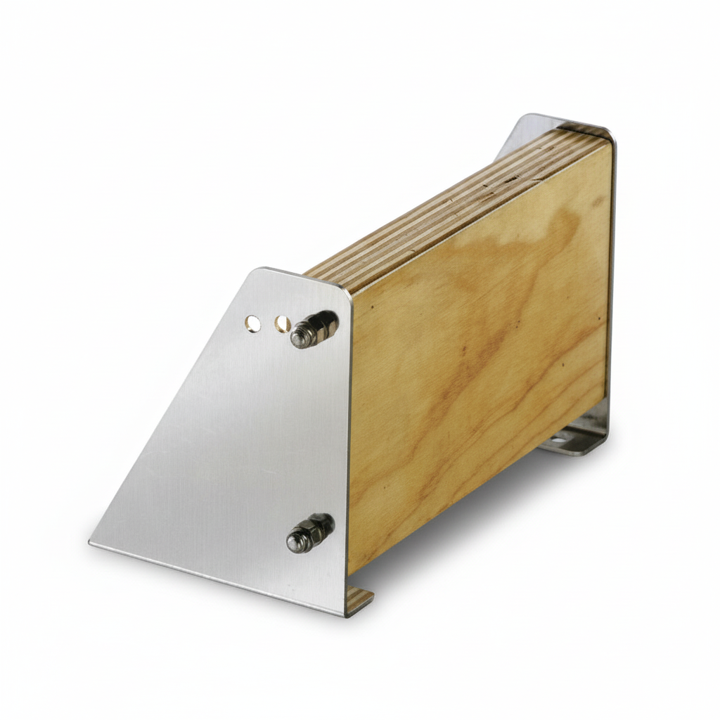 Supporto motore standard in acciaio inox con piastra in compensato marino, viti in acciaio, forma trapezoidale