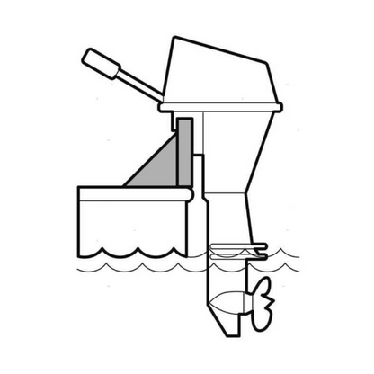 Disegno tecnico supporto motore standard con struttura inox e piastra compensato marino montato a poppa