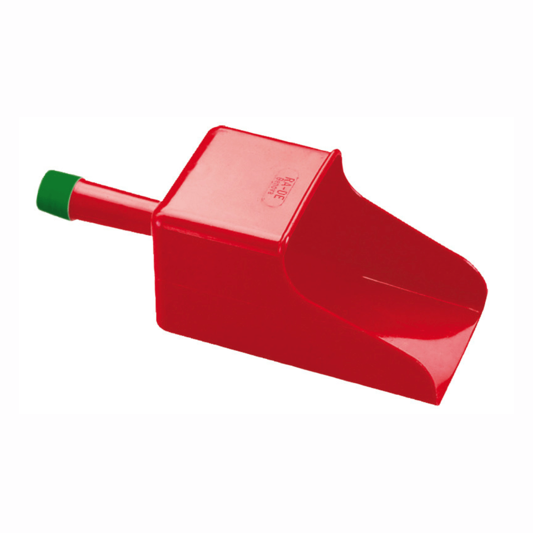 Sessola eltex rossa a imbuto in plastica con manico tubolare e tappo verde