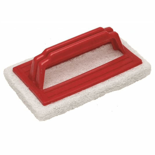Spazzola carena rossa 150x90 mm con pad abrasivo bianco e manico ergonomico in plastica