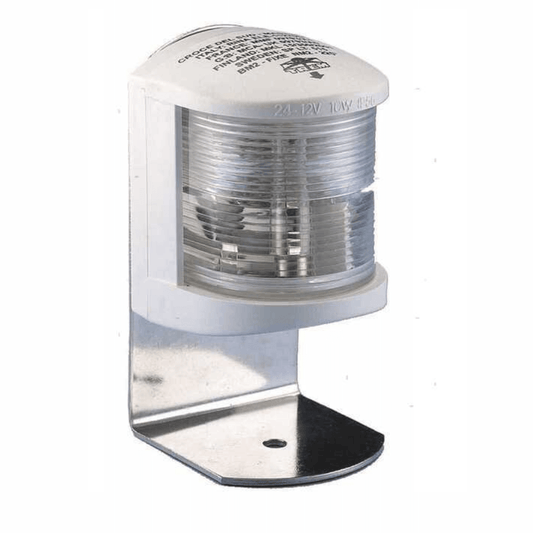 Fanale di via bianco tondo 24-12V 10W con supporto a staffa in acciaio inox
