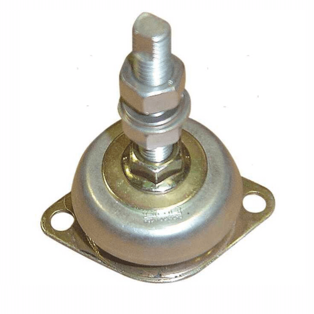 Supporto antivibrante M12 105 Kg in acciaio zincato con piastra forata e dado di fissaggio