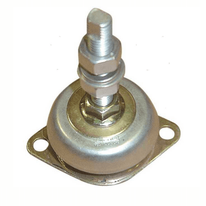 Supporto antivibrante M12 105 Kg in acciaio zincato con piastra forata e dado di fissaggio