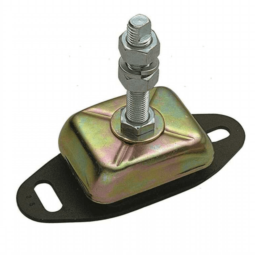 Supporto antivibrante M16 220 Kg in metallo zincato con piastra ovale nera e bullone filettato