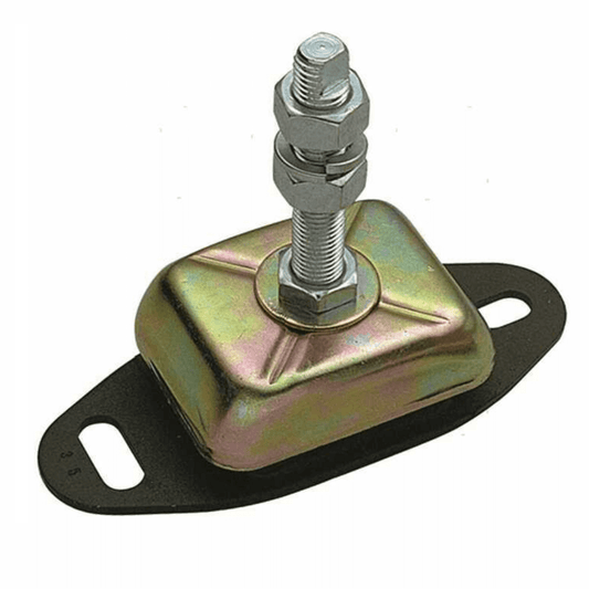 Supporto antivibrante M16 280 Kg in acciaio zincato con piastra nera ovale e bullone centrale