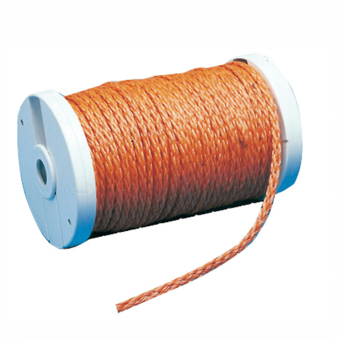 Tamburo avvolgicima in plastica bianca con cima arancione intrecciata Ø25/30mm su bobina