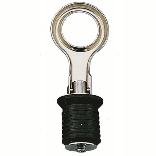 Tappo scarico espansione Ø 22mm in gomma nera e acciaio inox cromato con anello di estrazione