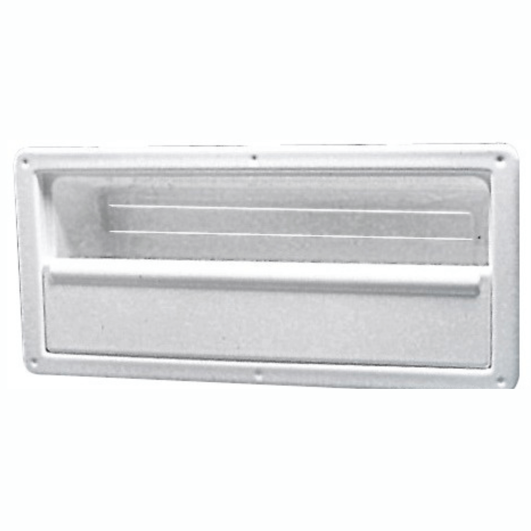Tasca laterale nautica rettangolare bianca con griglie orizzontali 540x244x120 mm in plastica