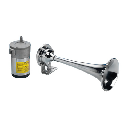 Tromba nautica in ottone cromato con compressore metallico, segnalatore acustico regolamentare