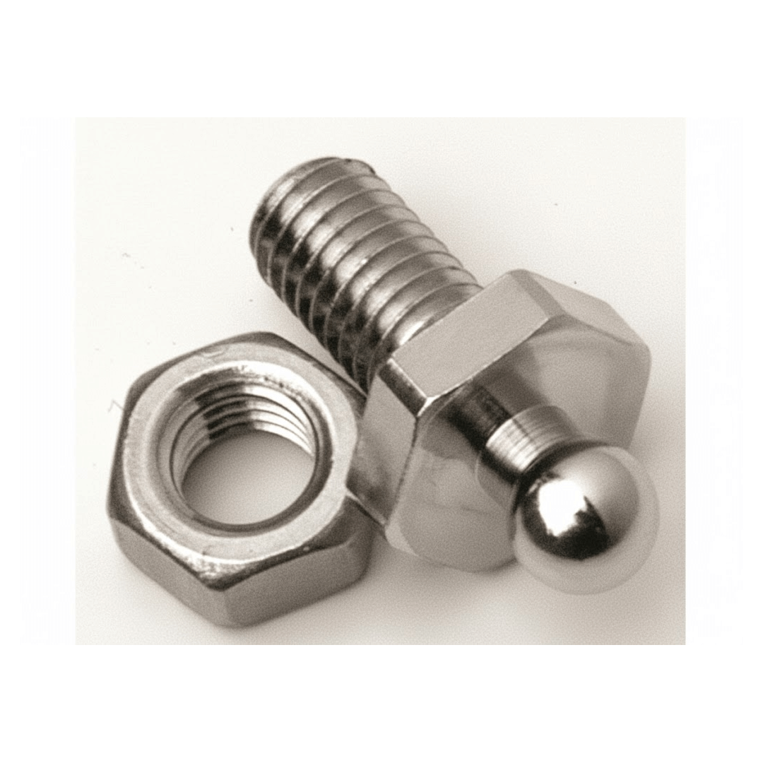 Vite a sfera 16mm Loxx con dado esagonale in acciaio inox lucido argento per bottone