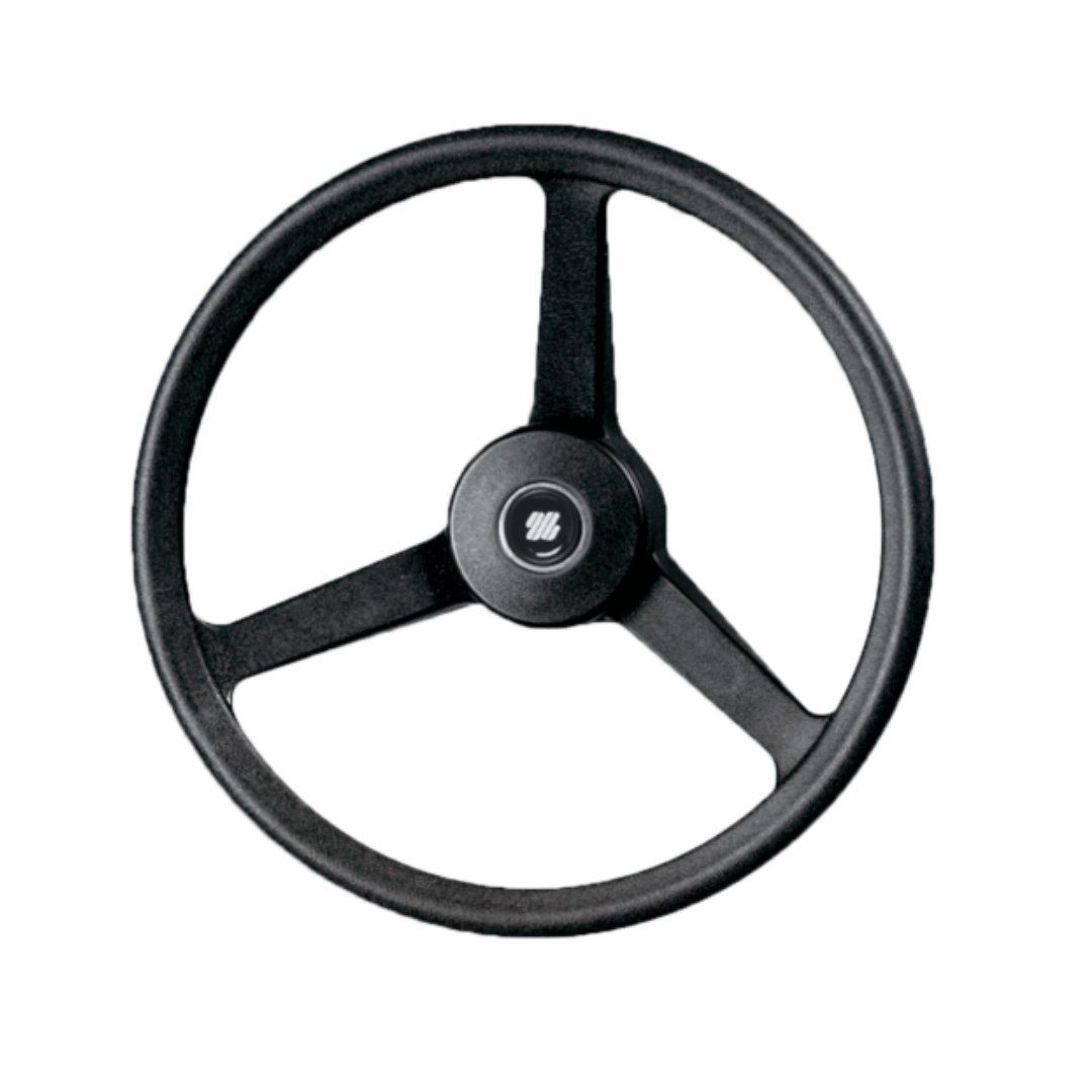 Volante nautico Ultraflex V32 nero a 3 razze in plastica, diametro 335 mm, con mozzo centrale