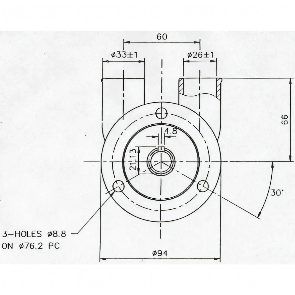 Pompa Jabsco 29600, disegno tecnico