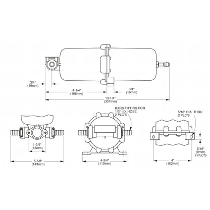 Serbatoio Jabsco 1 litro con attacchi push-in per tubi da 13 mm