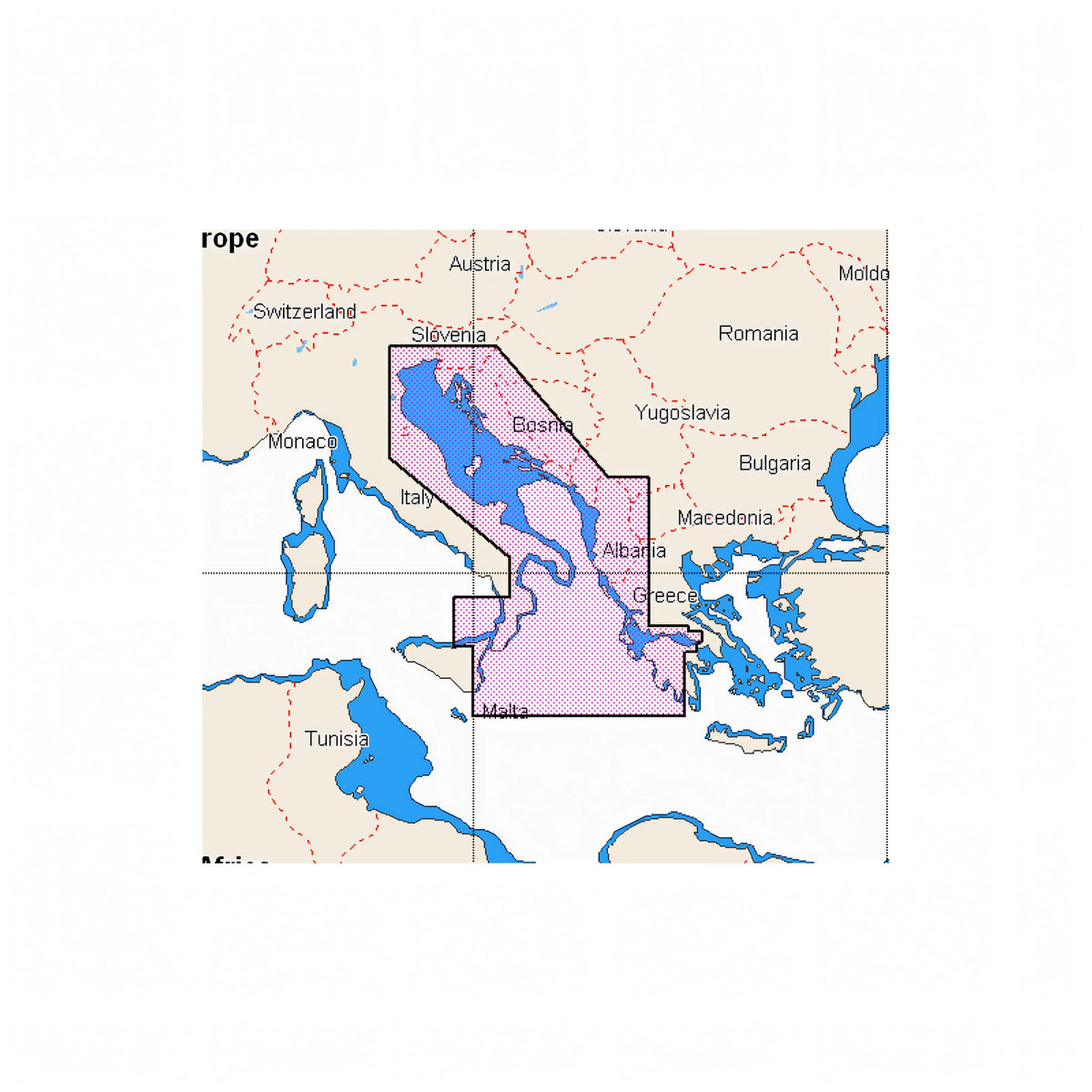 C-MAP Discover Adriatico e Mar Ionio - copertura cartografia M-EM-Y203