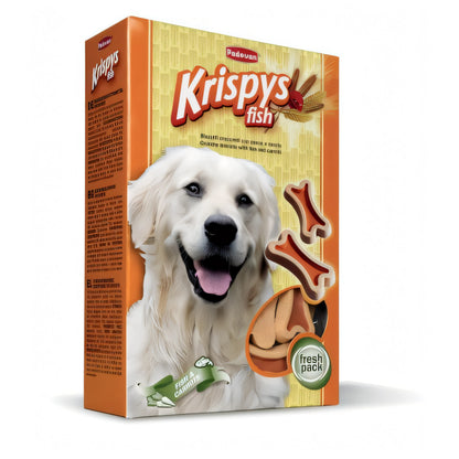 Biscotti Krispys Fish Padovan per cani, confezione 400 g