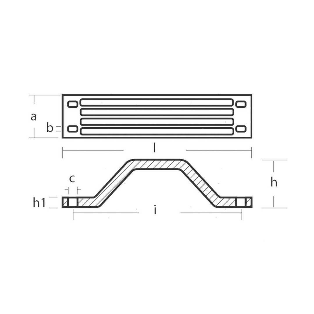 Anodo a barra rettangolare in alluminio per staffa motori fuoribordo Yamaha F115-F350.