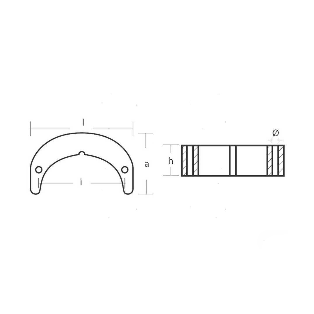 Anodo sacrificale a mezzo collare in zinco per motori fuoribordo Johnson Evinrude 50-75 cavalli (anni 1983-2005).