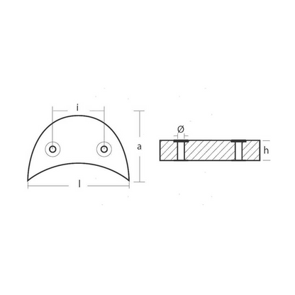 Anodo sacrificale a mezzo collare (semicerchio) in zinco per motori fuoribordo Johnson Evinrude V4 90-140 cavalli.