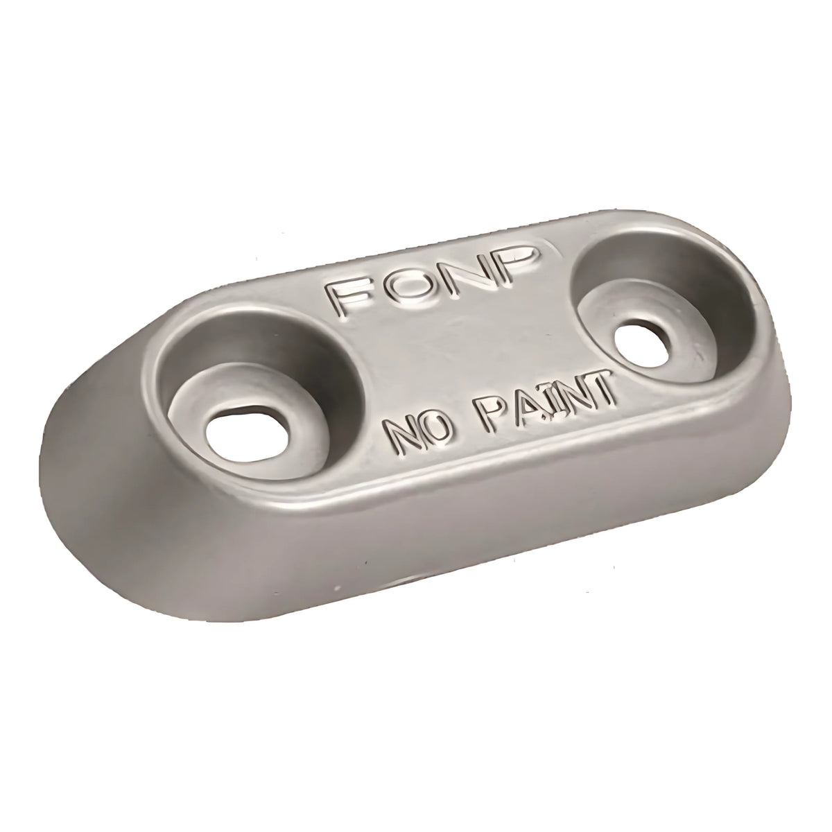 Anodo sacrificale a piastra in zinco nautico per carene e specchi di poppa, compatibile Vetus, peso 0,95 kg, interasse 80 mm.