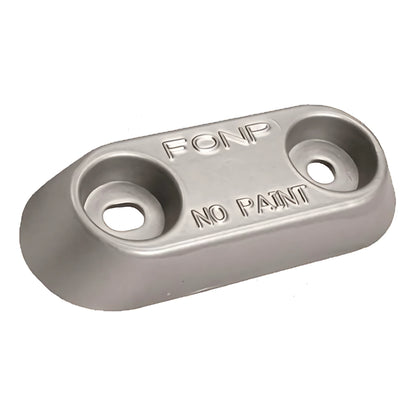 Anodo sacrificale a piastra in zinco nautico per carene e specchi di poppa, compatibile Vetus, peso 0,95 kg, interasse 80 mm.