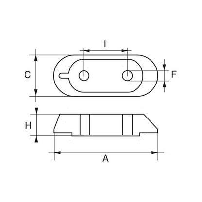 Anodo sacrificale a piastrina rettangolare in alluminio per motori Yamaha 4T e 2T, riferimento originale 65W-45251-00. misure