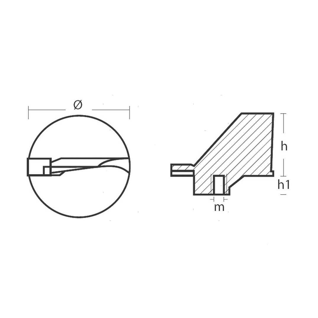 Anodo pinna di compensazione (Trim Tab) in alluminio per motori fuoribordo Yamaha 90-200 HP, base diametro 91mm.