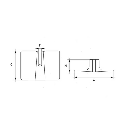 Anodo a placca rettangolare in alluminio per protezione piede motori fuoribordo Yamaha 9.9, 15, 25 e 30 cavalli.