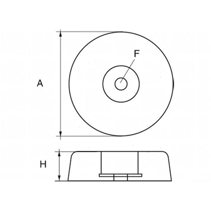 Anodo di Poppa a Flangia Tonda Alta Ø 135 mm in Zinco – Anodo di ricambio (kit standard) (dettaglio)