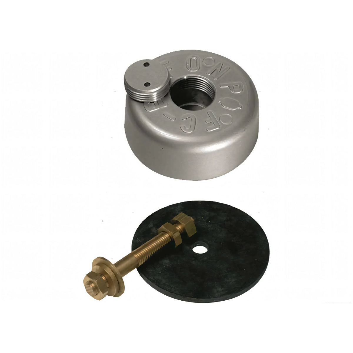 Anodo di Poppa a Flangia Tonda Alta Ø 120 mm in Zinco – Kit completo