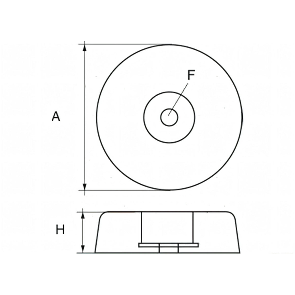 Anodo di Poppa a Flangia Tonda Alta Ø 135 mm in Zinco – Kit completo (dettaglio)