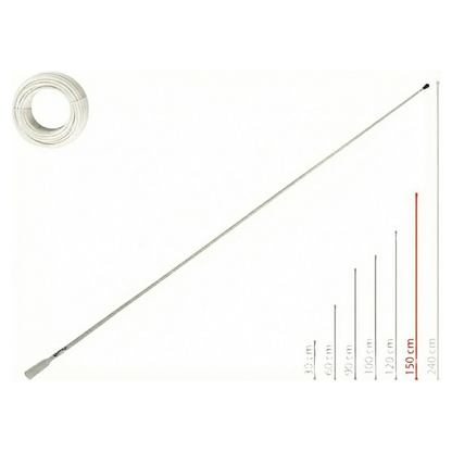 Antenna VHF nautica Glomex RA400 bianca in vetroresina alta 1,5 metri completa di cavo.