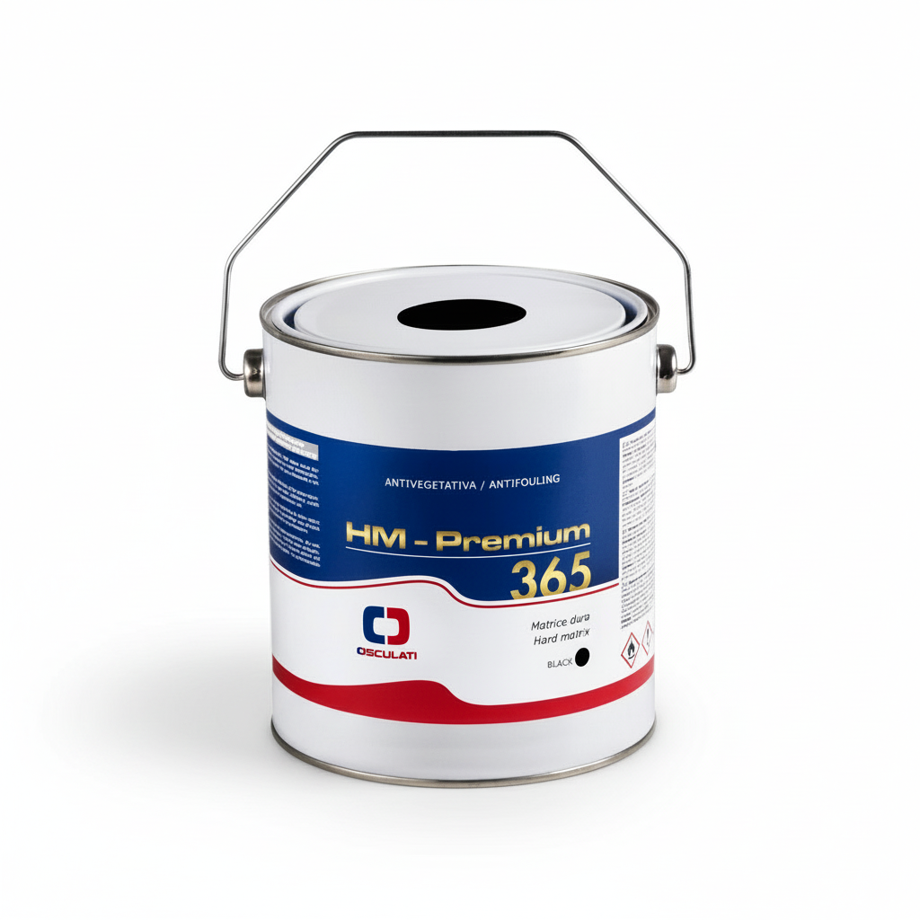 Barattolo di antivegetativa HM Premium 365 a matrice dura copper free per barche veloci e alluminio.