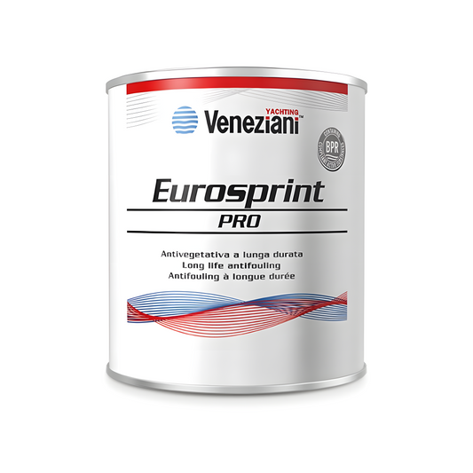 Antivegetativa nautica a matrice dura a lunga durata EuroSprint PRO, per imbarcazioni veloci. Disponibile in colore bianco, blu profondo e nero.