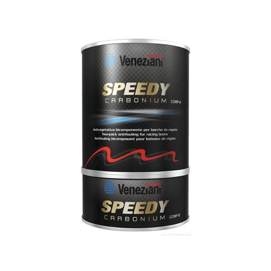 Antivegetativa bicomponente al carbonio Speedy Carbonium per barche da regata e scafi veloci.