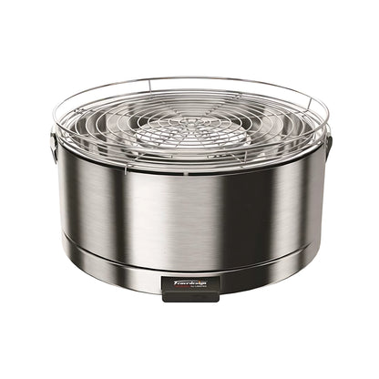 Barbecue a carbonella portatile Feuerdesign Mayon rotondo in acciaio inox con ventola