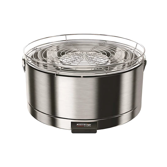Barbecue a carbonella portatile Feuerdesign Mayon rotondo in acciaio inox con ventola