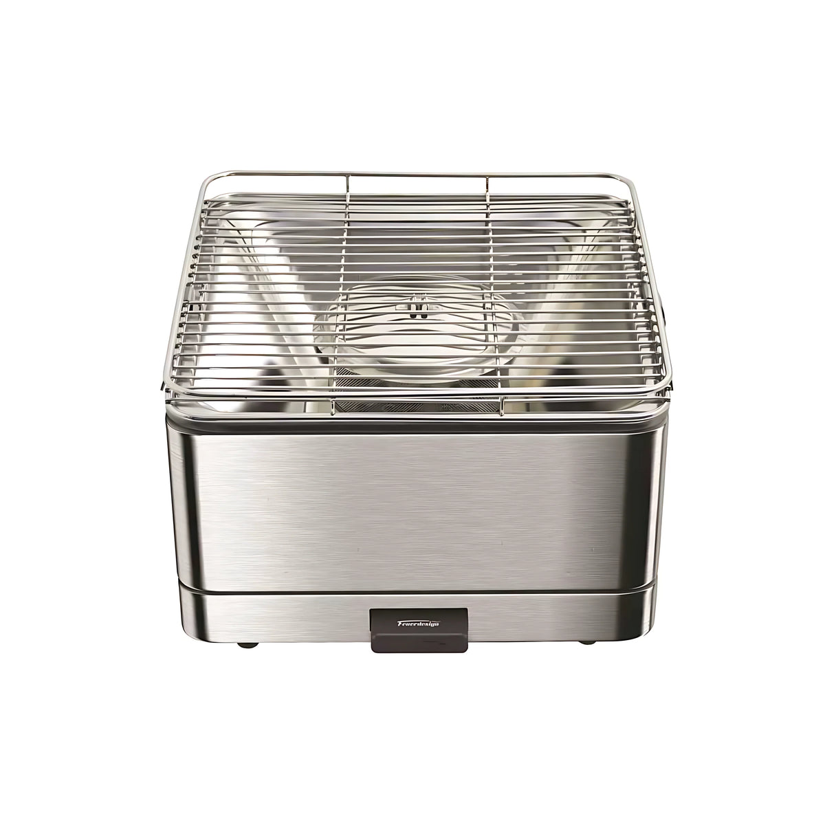 Barbecue a carbonella portatile Feuerdesign Teide quadrato in acciaio inox con ventola