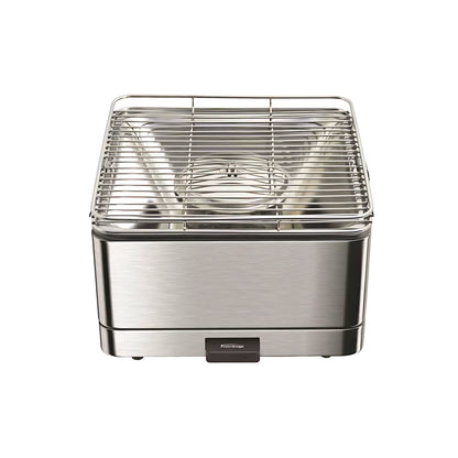 Barbecue a carbonella portatile Feuerdesign Teide quadrato in acciaio inox con ventola
