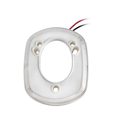 Base LED bianca per supporto portacanne a incasso con cavi rosso e nero, forma ovale arrotondata