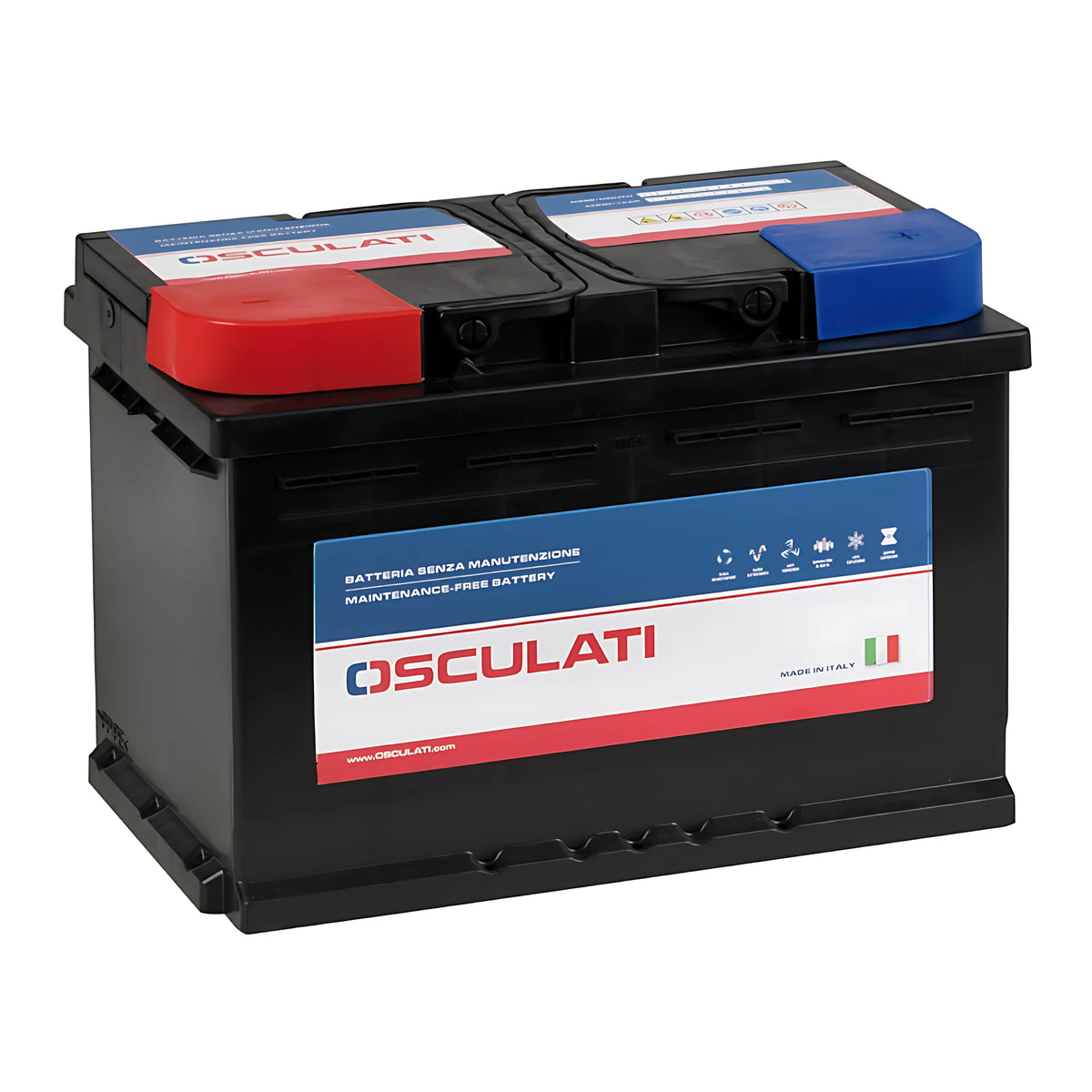 Batteria di avviamento nautica Osculati Safe Energy Plus 12V, ermetica, senza manutenzione. Resistente al ribaltamento e alle vibrazioni in ambiente marino.