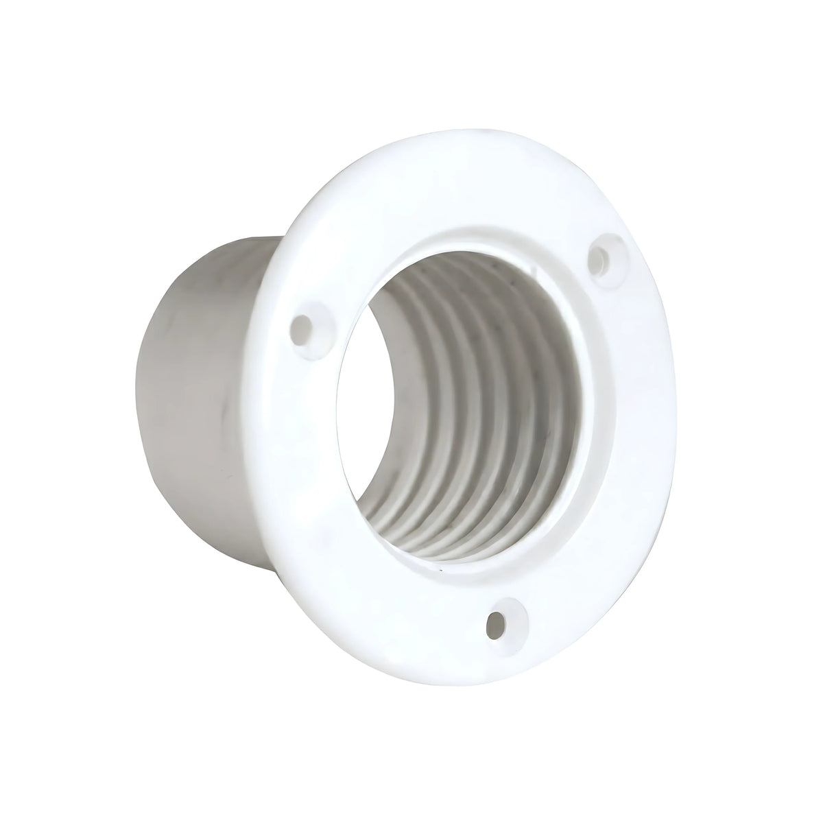 Boccola in plastica bianca per raccordare il tubo passaggio cavi motori fuoribordo al pozzetto dello scafo flangia 100 mm foro scafo 62 mm