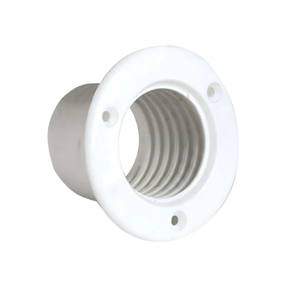 Boccola in plastica bianca per raccordare il tubo passaggio cavi motori fuoribordo al pozzetto dello scafo flangia 100 mm foro scafo 62 mm