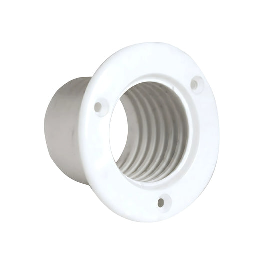 Boccola in plastica bianca per raccordare il tubo passaggio cavi motori fuoribordo al pozzetto dello scafo flangia 100 mm foro scafo 62 mm
