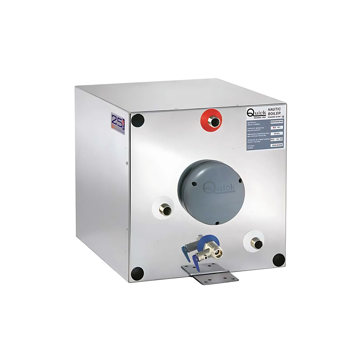 Scalda Acqua Quick Nautic Boiler BXS 25/40 compatto quadrato in acciaio inox AISI 316 vista frontale