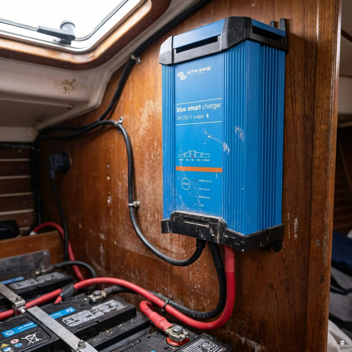 Caricabatterie Victron Blue Smart IP22 24V installato a bordo