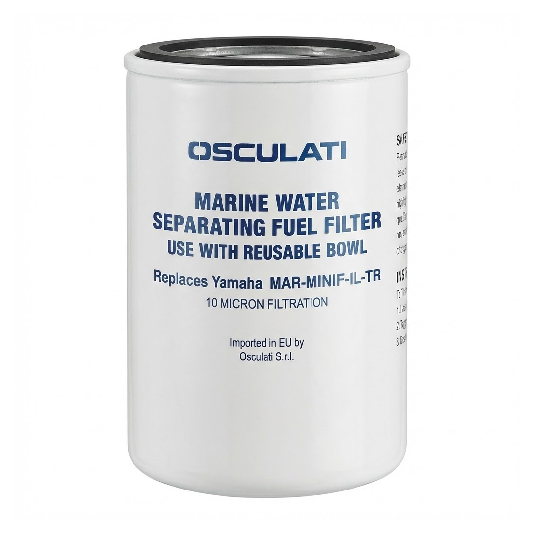 Cartuccia filtrante di ricambio a vite per separatore acqua carburante nautico, filtrazione 10 micron.