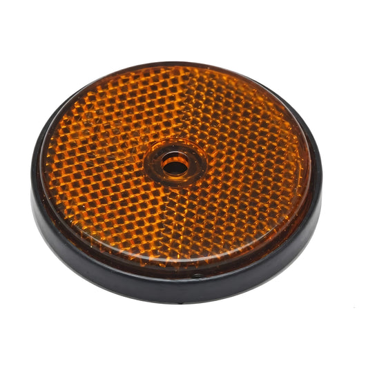 Catarifrangente arancio tondo 60 mm con foro centrale ad alta visibilità per carrelli portabarche e rimorchi